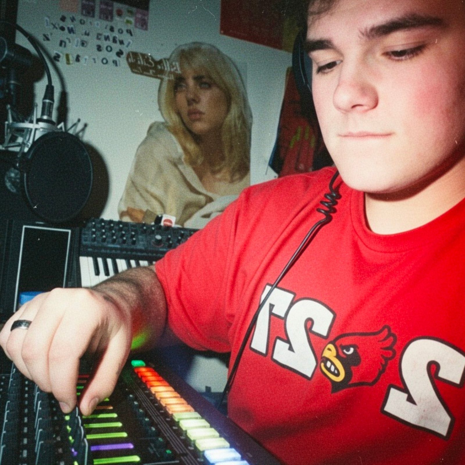 Nathan Etes at the mixing console in his studio